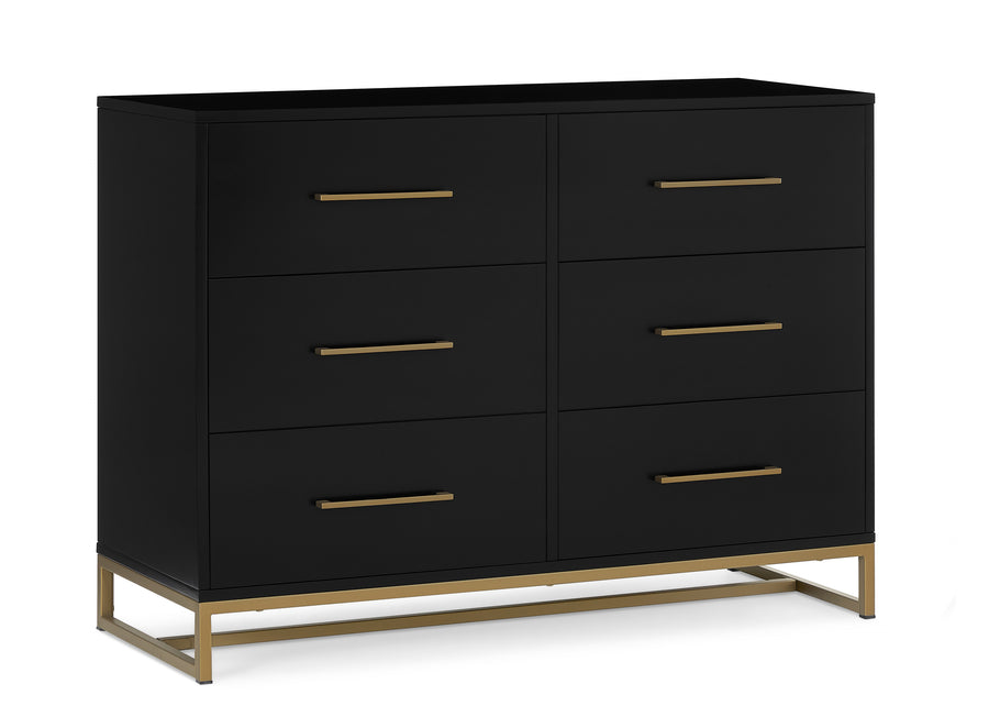 Ebony with Melted Bronze (1500) 17-Jade 6 Drawer Dresser with Interlocking Drawers