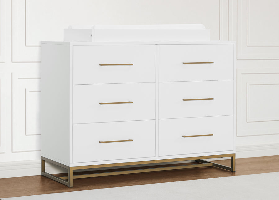 Bianca White with Melted Bronze (186) 2-Jade 6 Drawer Dresser with Interlocking Drawers