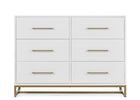 Bianca White with Melted Bronze (186) 6-Jade 6 Drawer Dresser with Interlocking Drawers