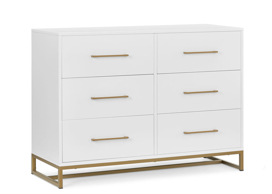 Bianca White with Melted Bronze (186) 7-Jade 6 Drawer Dresser with Interlocking Drawers