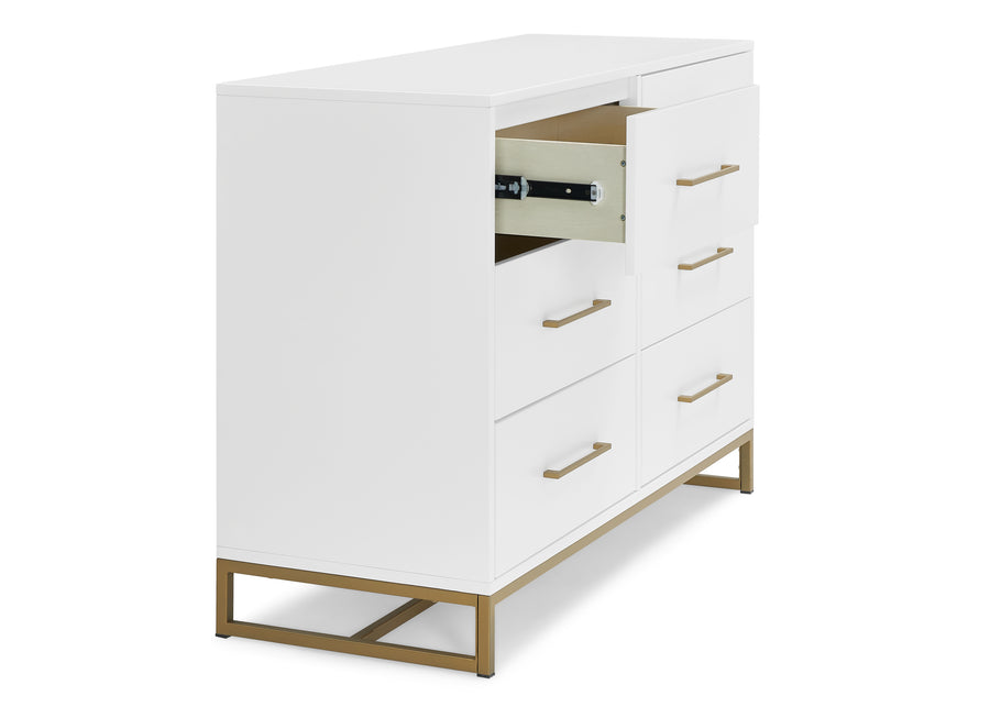 Bianca White with Melted Bronze (186) 4-Jade 6 Drawer Dresser with Interlocking Drawers