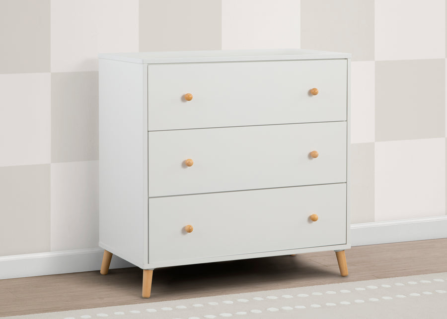 Bianca White with Natural (123) 8-Essex 3 Drawer Dresser with Interlocking Drawers