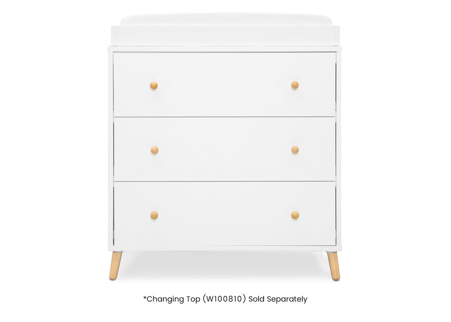 Bianca White with Natural (123) 10-Essex 3 Drawer Dresser with Interlocking Drawers