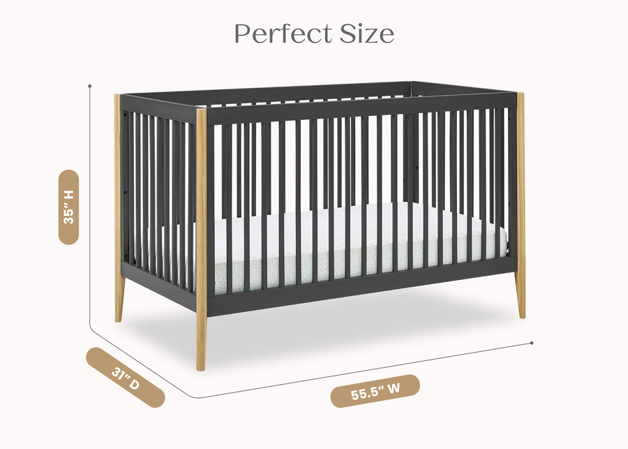 Charcoal Grey with Natural (1410) 7-Casey 6-in-1 Convertible Crib