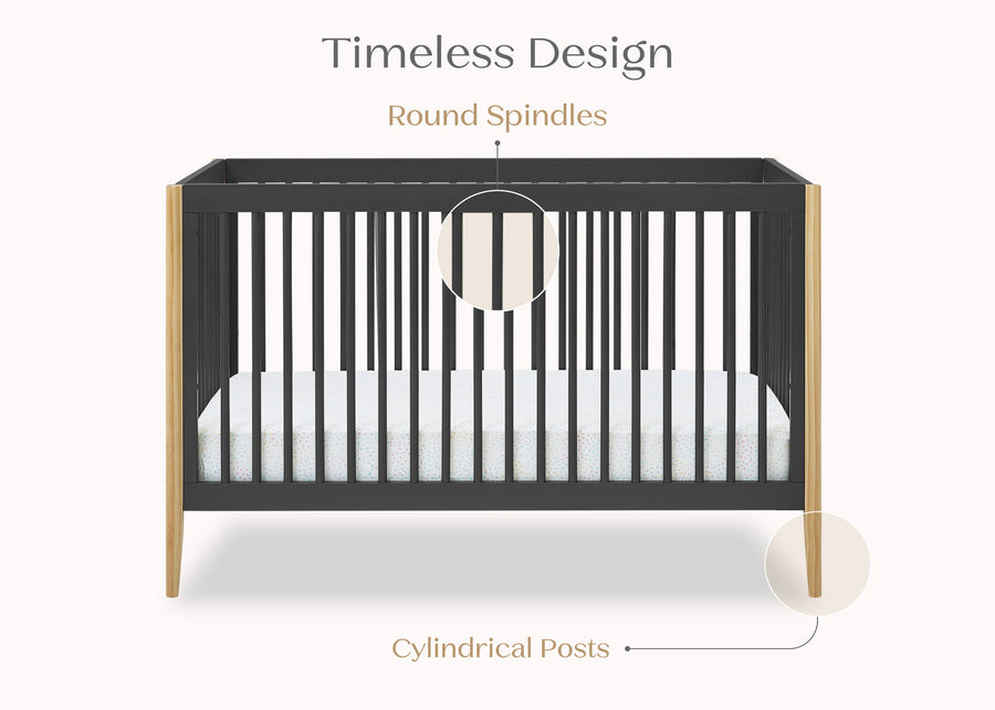 Charcoal Grey with Natural (1410) 6-Casey 6-in-1 Convertible Crib