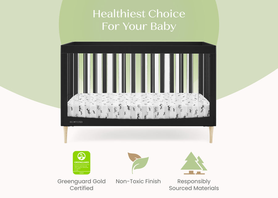 Midnight Grey with Natural (1372) 4-Austin Acrylic 4-in-1 Convertible Crib