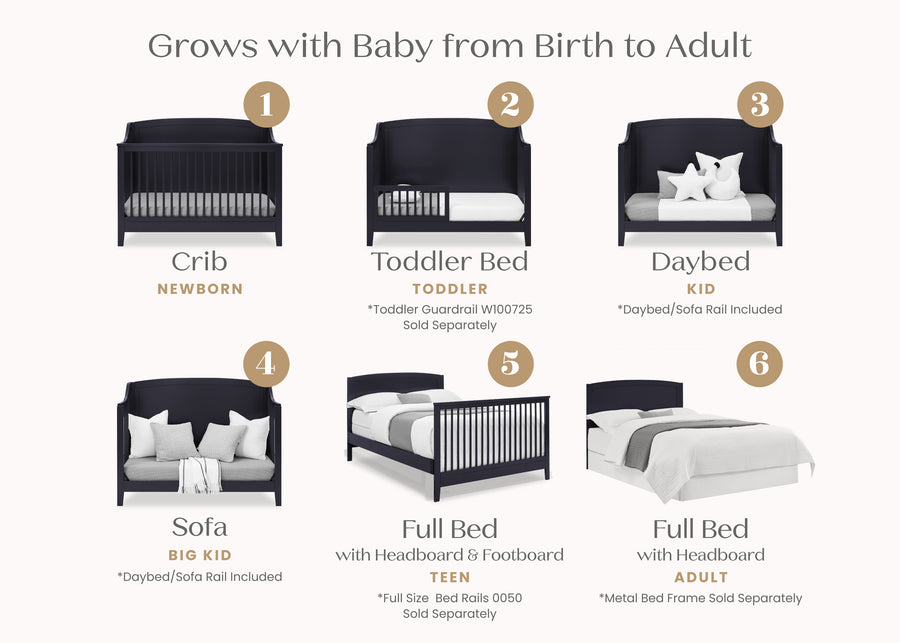 Midnight Grey (1360) 11-Campbell 6-in-1 Convertible Crib