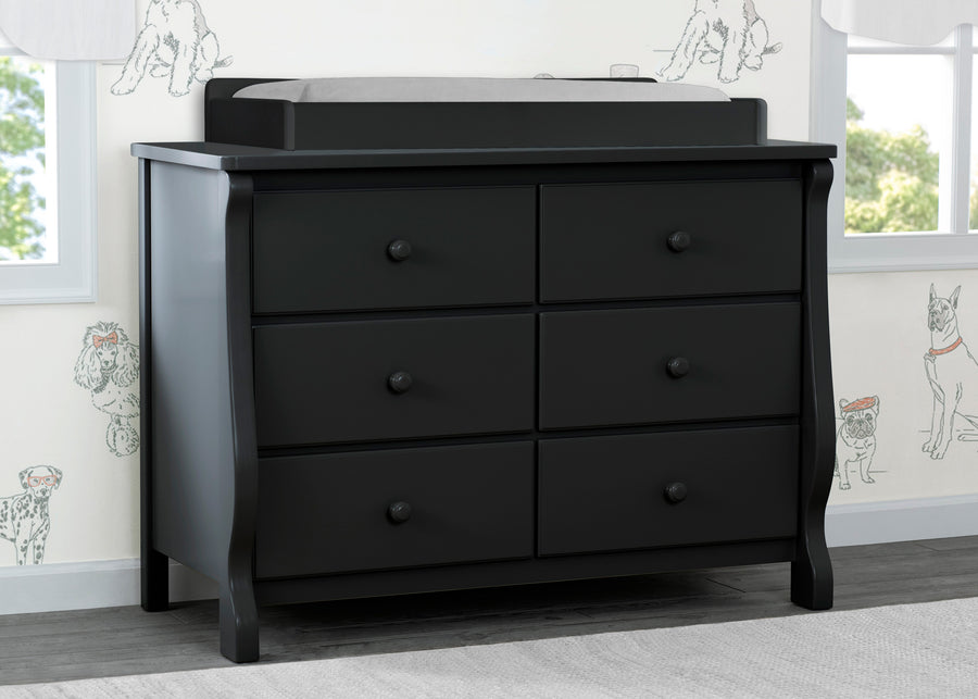 Ebony (0011) 11-Canton / Eclipse 6 Drawer Dresser with Interlocking Drawers