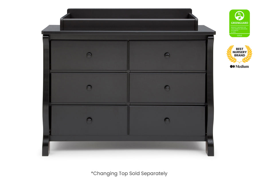 Ebony (0011) 12-Canton / Eclipse 6 Drawer Dresser with Interlocking Drawers