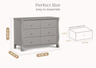 Grey (026) 4-Canton / Eclipse 6 Drawer Dresser with Interlocking Drawers