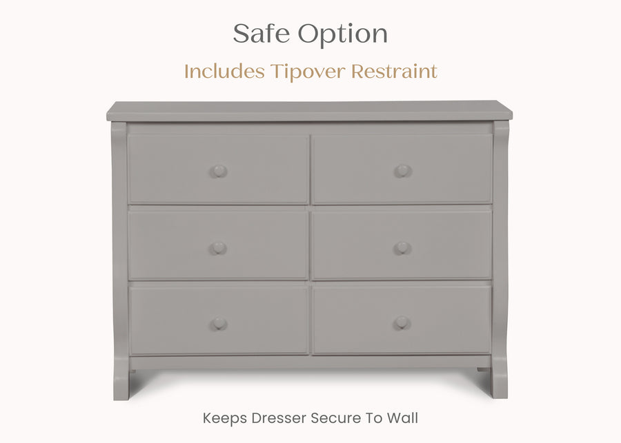 Grey (026) 6-Canton / Eclipse 6 Drawer Dresser with Interlocking Drawers