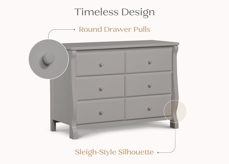 Grey (026) 7-Canton / Eclipse 6 Drawer Dresser with Interlocking Drawers