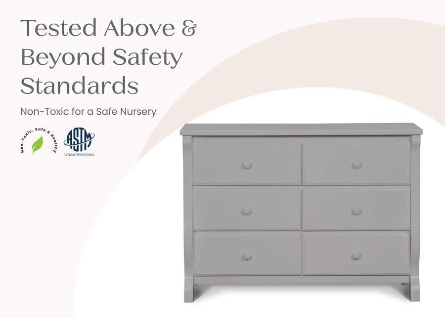 Grey (026) 8-Canton / Eclipse 6 Drawer Dresser with Interlocking Drawers