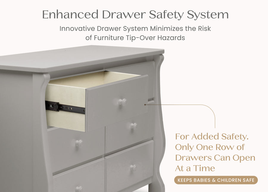 Grey (026) 5-Canton / Eclipse 6 Drawer Dresser with Interlocking Drawers