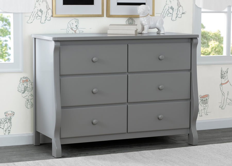 Grey (026) 1-Canton / Eclipse 6 Drawer Dresser with Interlocking Drawers