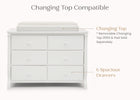 White (100) 15-Canton / Eclipse 6 Drawer Dresser with Interlocking Drawers