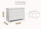 White (100) 16-Canton / Eclipse 6 Drawer Dresser with Interlocking Drawers