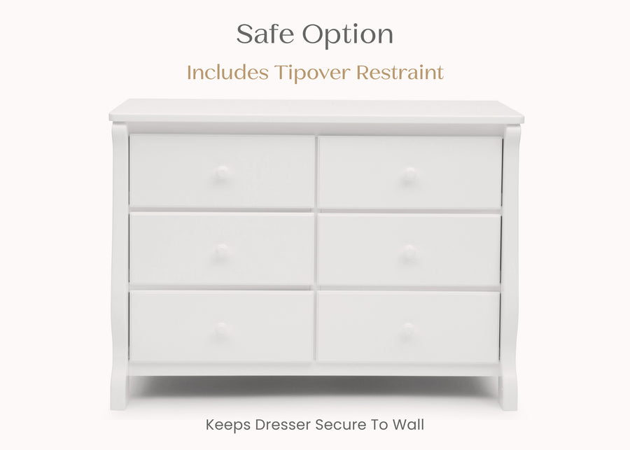 White (100) 18-Canton / Eclipse 6 Drawer Dresser with Interlocking Drawers