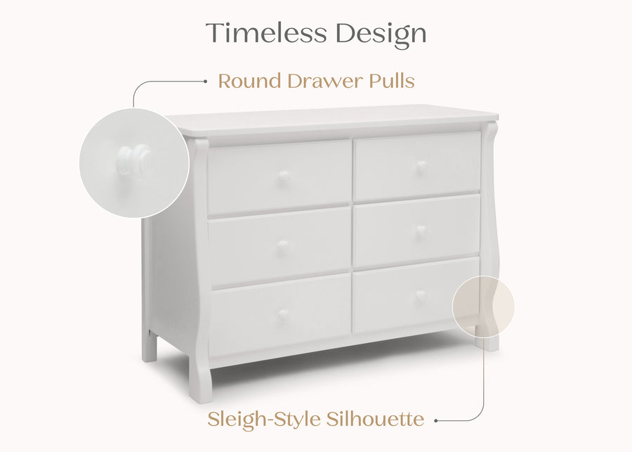 White (100) 19-Canton / Eclipse 6 Drawer Dresser with Interlocking Drawers