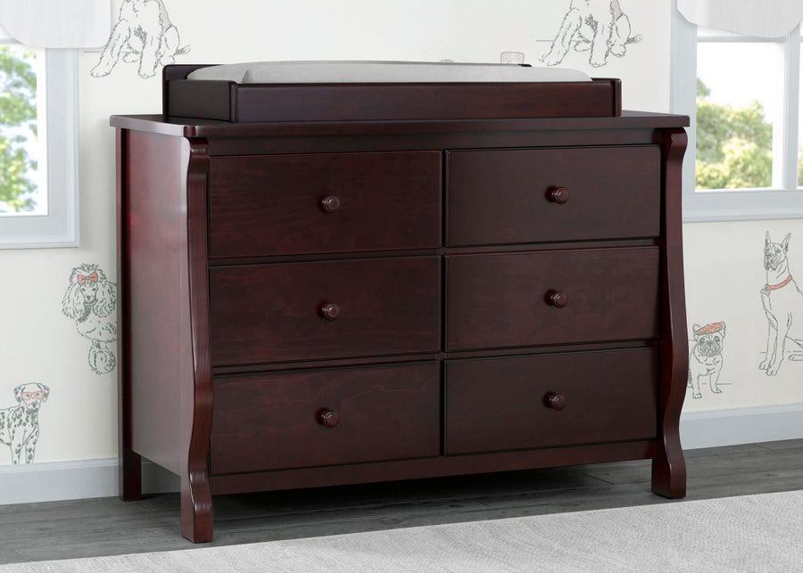 Espresso Cherry (205) 2-Canton / Eclipse 6 Drawer Dresser with Interlocking Drawers