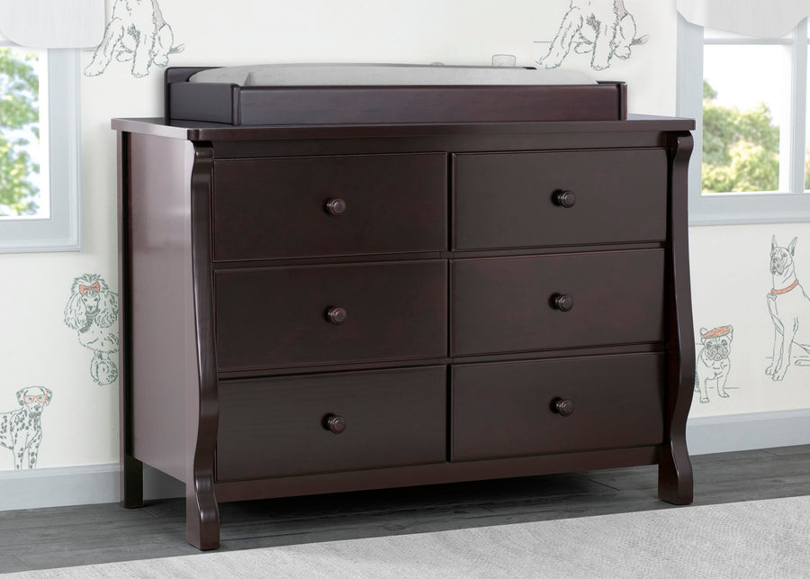 Dark Chocolate (207) 18-Canton / Eclipse 6 Drawer Dresser with Interlocking Drawers