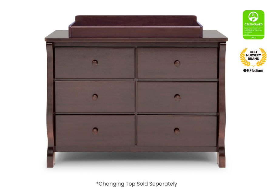 Dark Chocolate (207) 19-Canton / Eclipse 6 Drawer Dresser with Interlocking Drawers