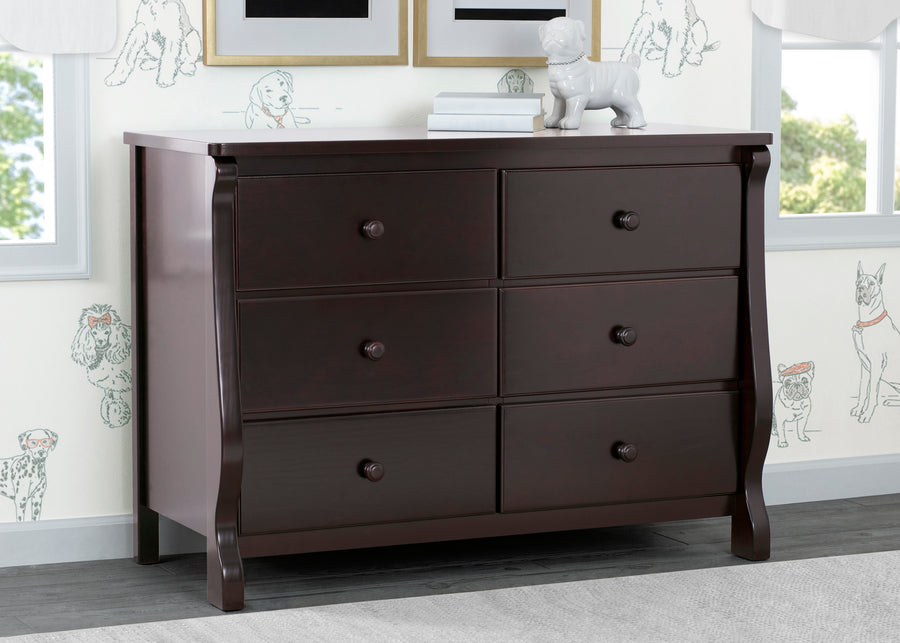 Dark Chocolate (207) 17-Canton / Eclipse 6 Drawer Dresser with Interlocking Drawers