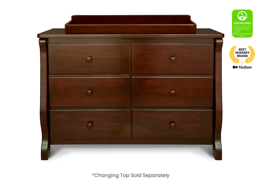 Black Cherry Espresso (607) 9-Canton / Eclipse 6 Drawer Dresser with Interlocking Drawers