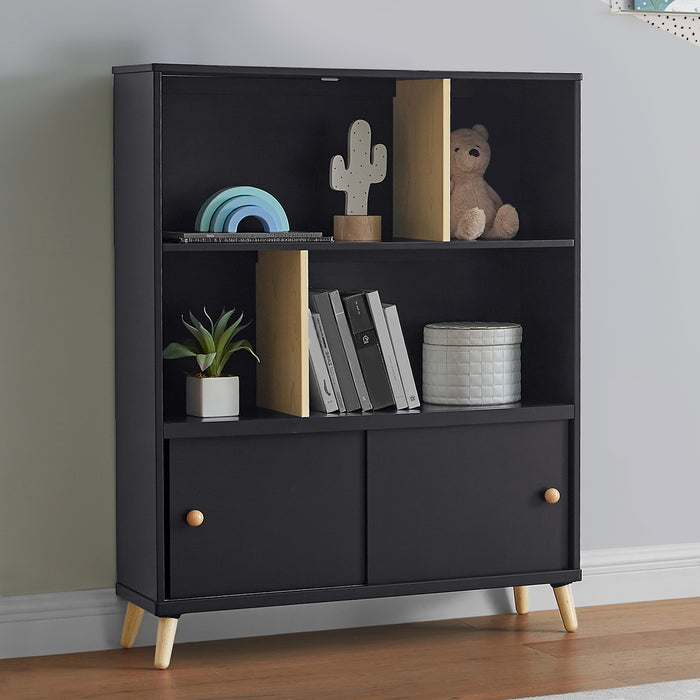 W171180 1372 Hudson Bookcase Midnight Grey wNatural Lifestyle 102 3-Hudson Bookcase