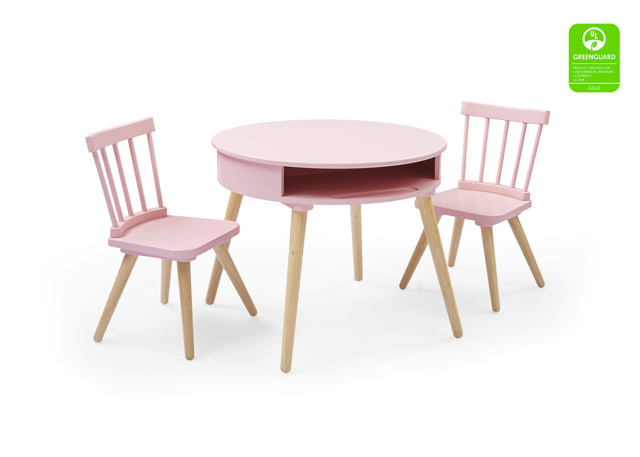 Blush Pink with Natural  (1380) 2-Hudson Storage Table & 2-Piece Chair Set