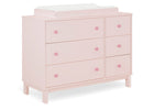 Pink dresser with drawers and a changing table on a white background 8-babyGap Legacy 6 Drawer Dresser with Interlocking Drawers