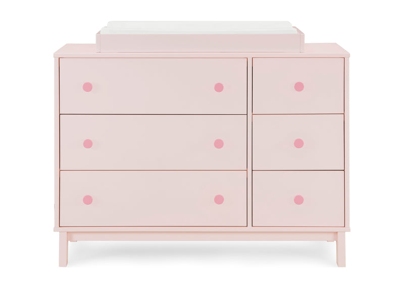 Pink dresser with polka dot pattern on a white background 17-babyGap Legacy 6 Drawer Dresser with Interlocking Drawers