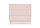 Pink dresser with three drawers on a white background 19-babyGap Legacy 3 Drawer Dresser with Interlocking Drawers