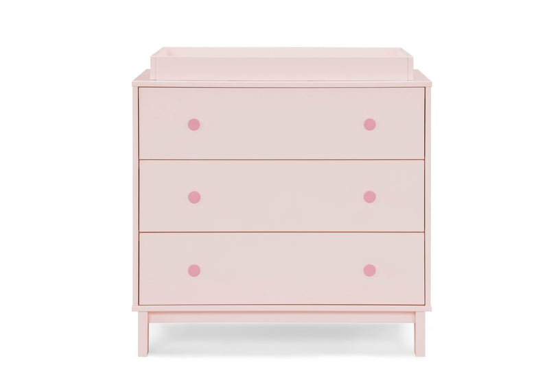 Pink dresser with three drawers on a white background 23-babyGap Legacy 3 Drawer Dresser with Interlocking Drawers