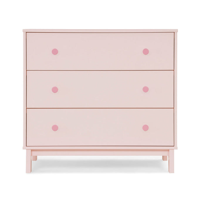 Pink dresser with polka dot accents on a white background 25-babyGap Legacy 3 Drawer Dresser with Interlocking Drawers