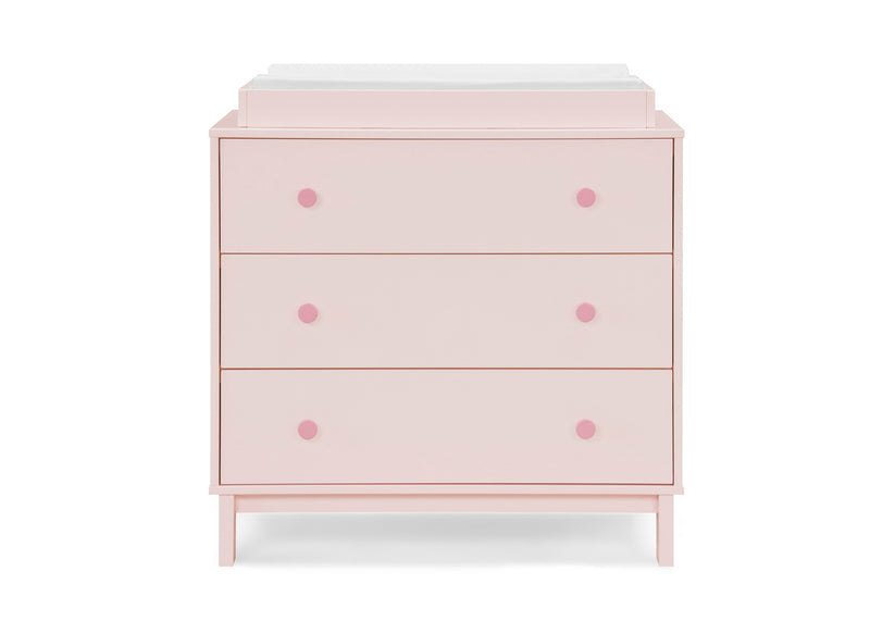 Pink dresser with white top on a white background 26-babyGap Legacy 3 Drawer Dresser with Interlocking Drawers