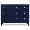 Navy blue dresser with white knobs on a white background 20-babyGap Legacy 6 Drawer Dresser with Interlocking Drawers