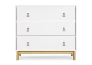 DCB: Bianca White with Natural (123) 4-babyGap Legacy 3 Drawer Dresser with Leather Pulls
