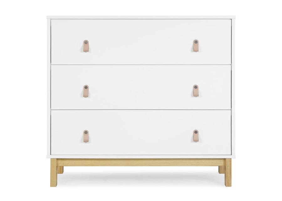 DCB: Bianca White with Natural (123) 3-babyGap Legacy 3 Drawer Dresser with Leather Pulls