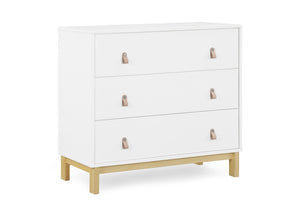 Bianca White with Natural (123) 3-babyGap Legacy 3 Drawer Dresser with Leather Pulls