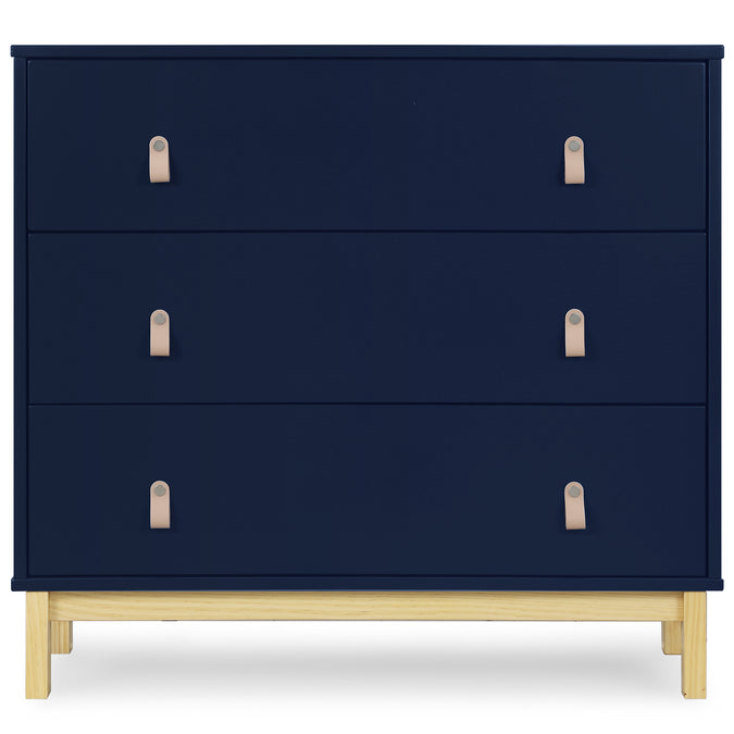 DCB: Navy with Natural (1481) 8-babyGap Legacy 3 Drawer Dresser with Leather Pulls