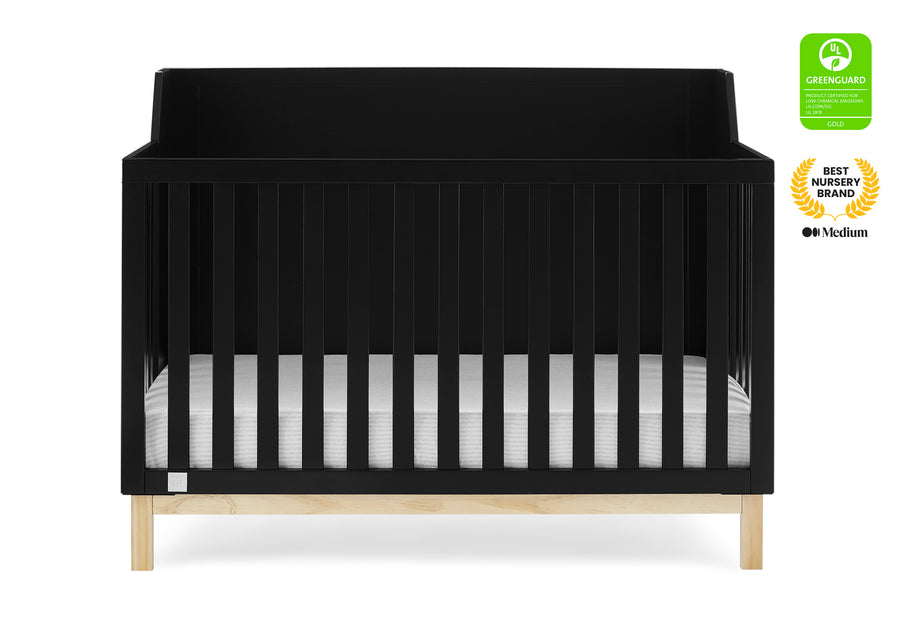 Black crib with a white mattress on a white background 12-babyGap Oxford 6-in-1 Convertible Crib
