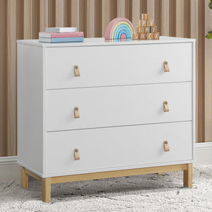 Bianca White with Natural (123) 9-babyGap Legacy 3 Drawer Dresser with Leather Pulls