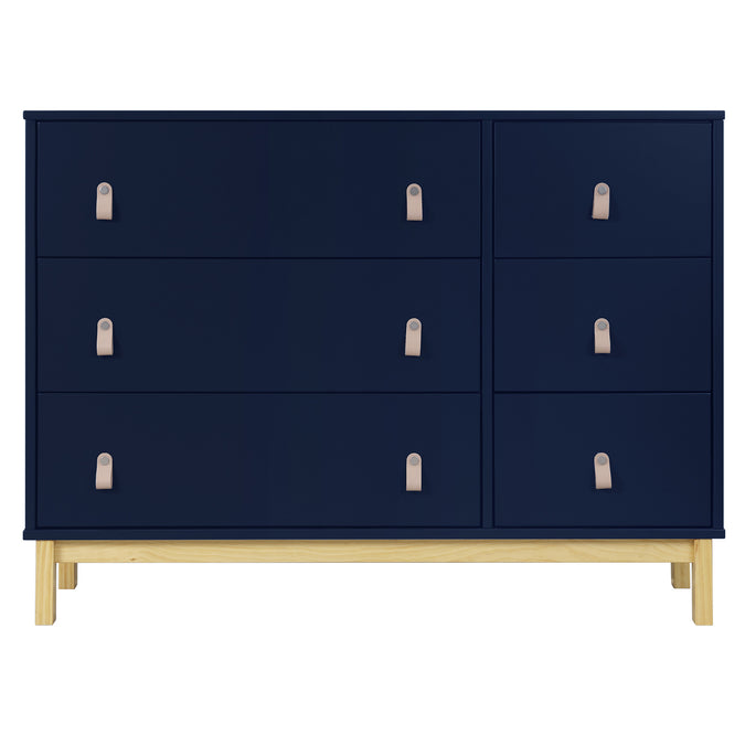DCB: Navy with Natural (1481) 9-babyGap Legacy 6 Drawer Dresser with Leather Pulls and Interlocking Drawers