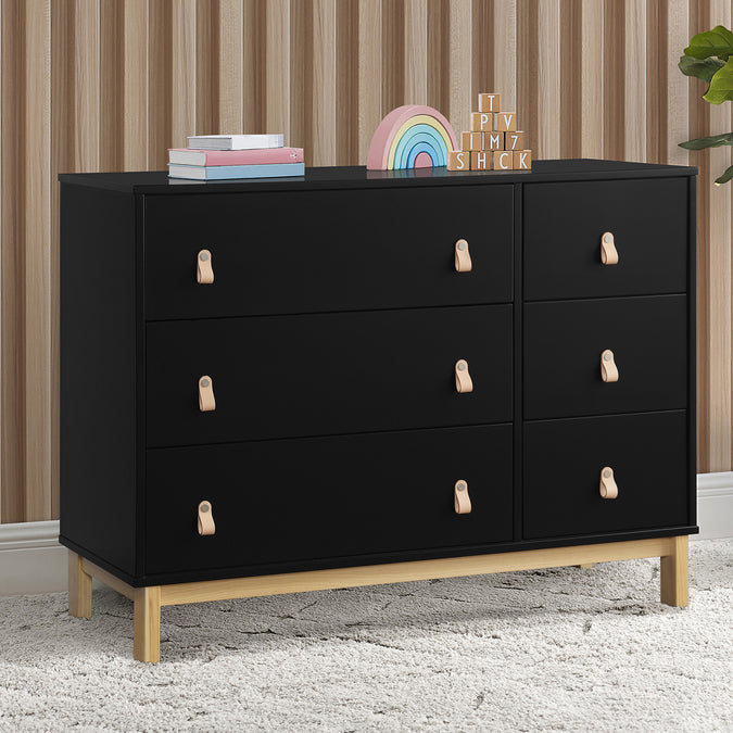 Ebony with Natural (1482) 16-babyGap Legacy 6 Drawer Dresser with Leather Pulls and Interlocking Drawers