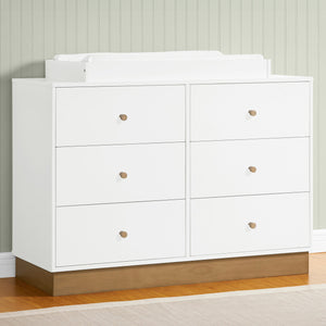 Bianca White with Acorn (1509) 44-James 6 Drawer Dresser with Changing Top and Interlocking Drawers