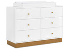 White dresser with gold accents on a white background 11-James 6 Drawer Dresser with Interlocking Drawers