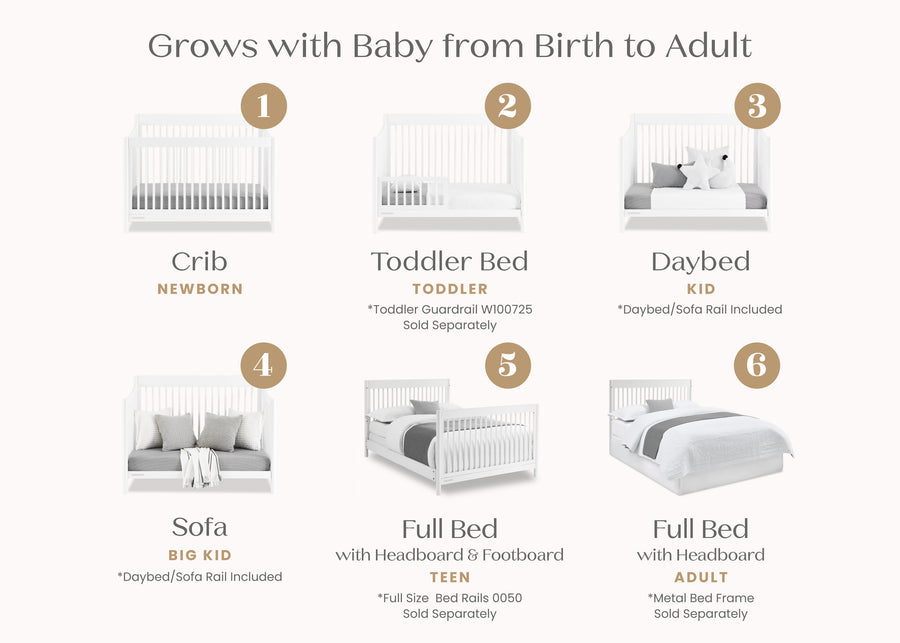 Bianca White (130) 3-Brooks 6-in-1 Convertible Crib