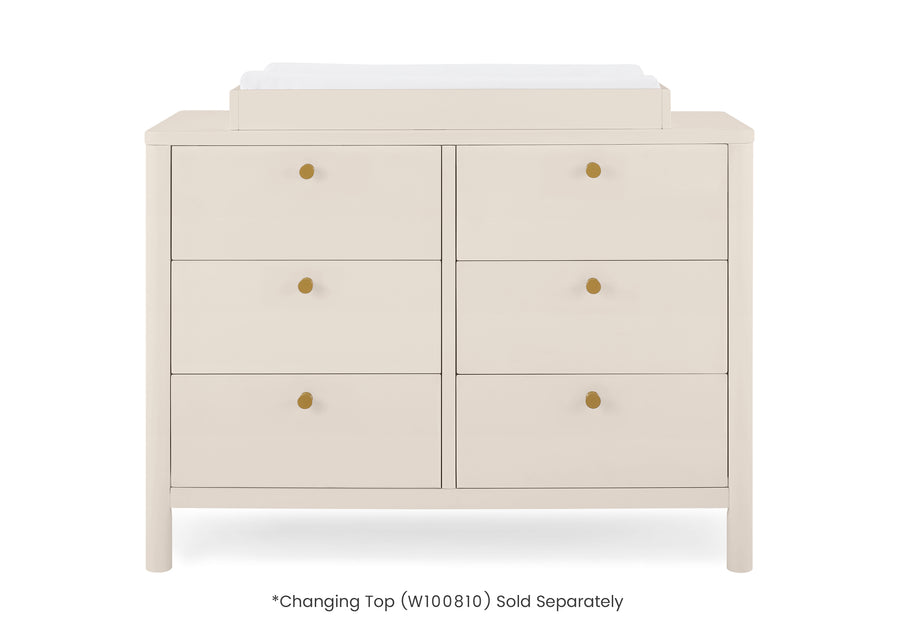 Soft Beige (1560) 42-Brooks 6 Drawer Dresser with Interlocking Drawers