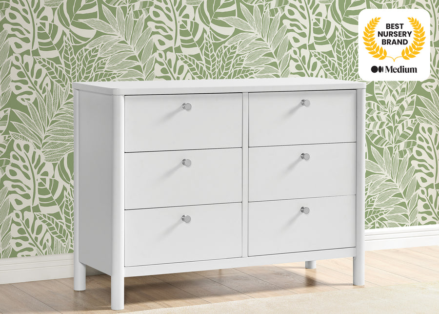 Bianca White (130) 16-Brooks 6 Drawer Dresser with Interlocking Drawers